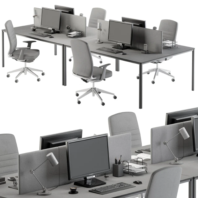employee Desk Gray Set - Office Furniture 237 — Descargar