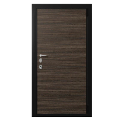 Door entrance metal with wooden decorative plate — Ver 1