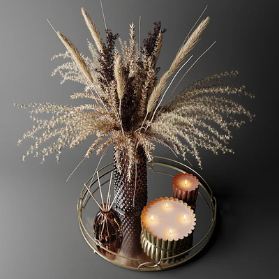 Dry bouquet in the decorative vase | Bouquet of dried flowers in a decorative vase — Ver 3