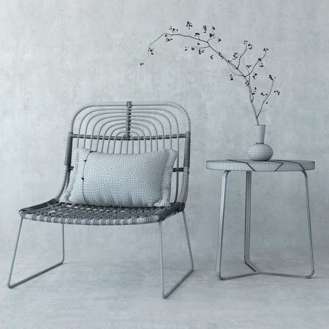 House Doctor Kawa rattan chair & Manutti sidetable — Скачать