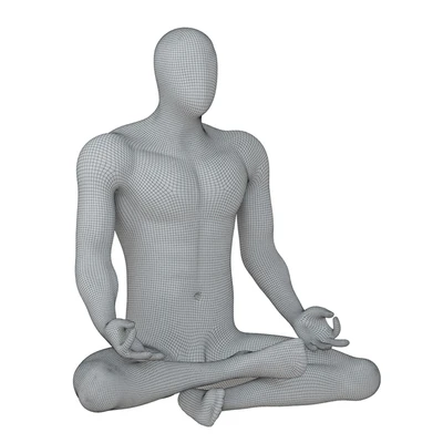 Male abstract mannequin sitting in yoga pose 110 — Ver 5