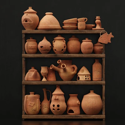 Dishes clay n20 / Clay crockery shelf no.20 — Ver 6