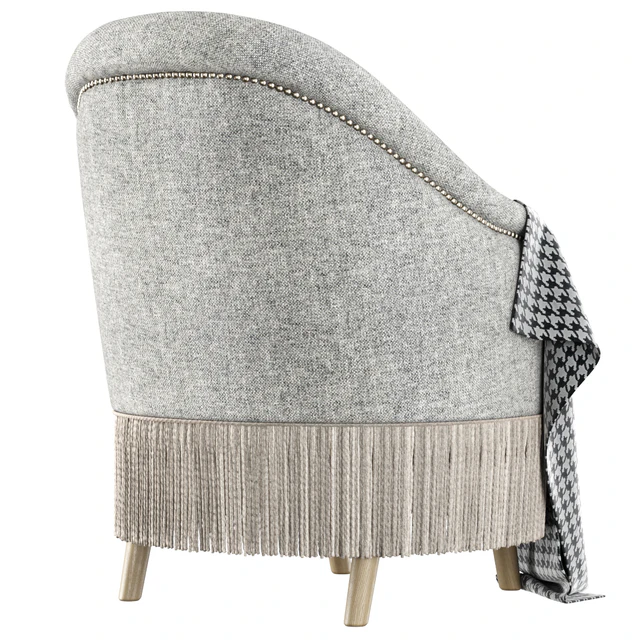 Amanda dining chair with plaid / Обеденное велюровое кресло с пледом — Скачать