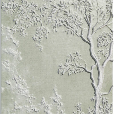 Botanical bas-relief plaster wall decorative panel flamingo forest lake tree nature — View 6