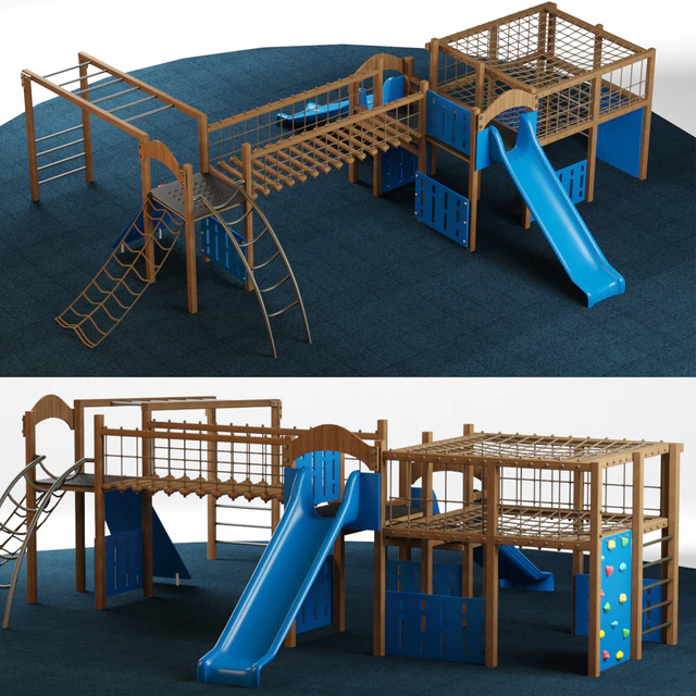 Kids playground equipment with slide climbing 01 — Скачать