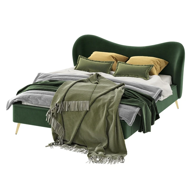 Made Kooper King Size Bed, Laurel Green Velvet — Descargar