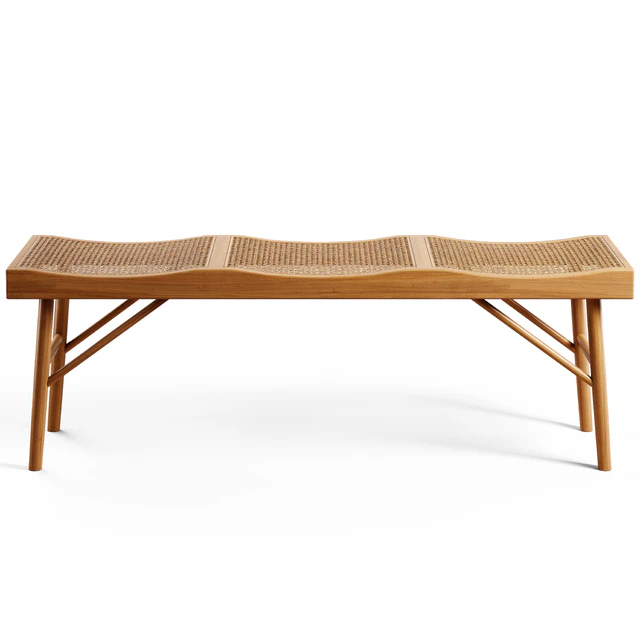 Zara Home - The bench made of wood and rattan — Скачать
