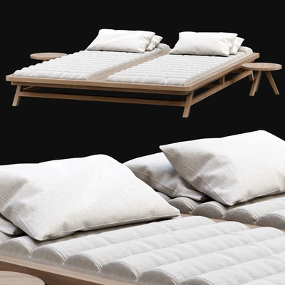 Double wooden outdoor chaise lounge S19 / Double chaise lounge — Ver 1