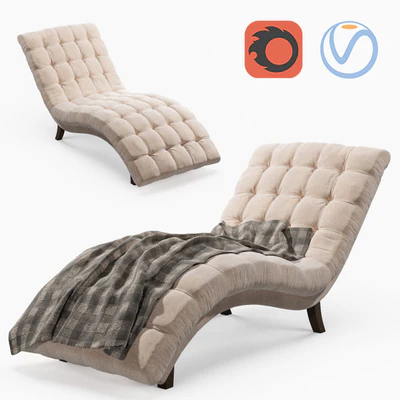 Bowery Hill Fabric Upholstered Chaise Lounge in Sandstone — Вид 1