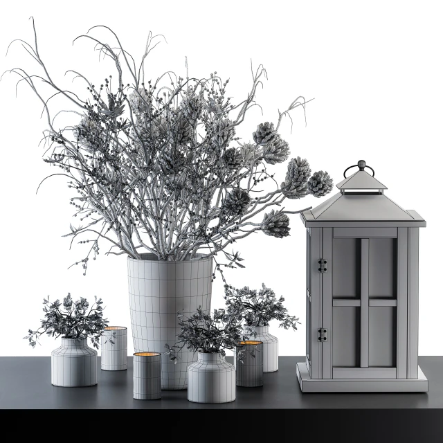 Decorative Set Berry and Branches with lantern — Скачать