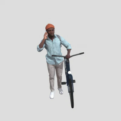 walking man with a bike and phone 0644935 — скачать