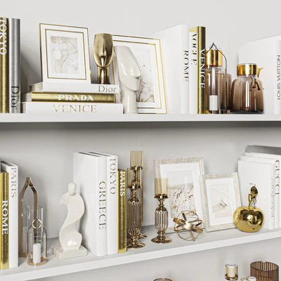 Decorative Set 37. White and gold books. — Ver 3