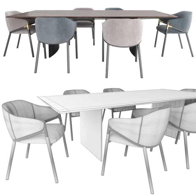 Hammer Guest Chair and Minotti Linha Table — Descargar