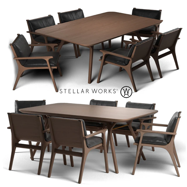 STELLAR WORKS RÉN DINING ARMCHAIR &amp; RÉN DINING TABLE — Descargar