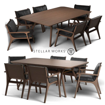 STELLAR WORKS RÉN DINING ARMCHAIR &amp; RÉN DINING TABLE — Ver 1