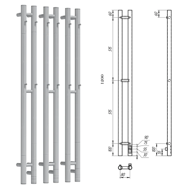 Electric heated towel rail Grois Orso 134 11x120 white — Descargar