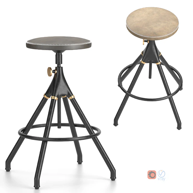 District Eight-Akron Counter Stool With Leather Seat — Скачать