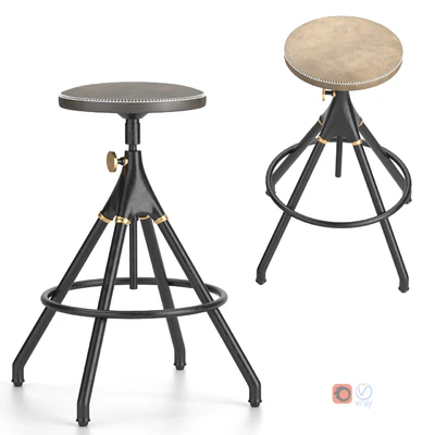 District Eight-Akron Counter Stool With Leather Seat — Вид 1