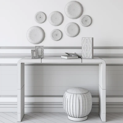 CB2, Tyler Leather Console & Ottoman-Stool — Ver 3