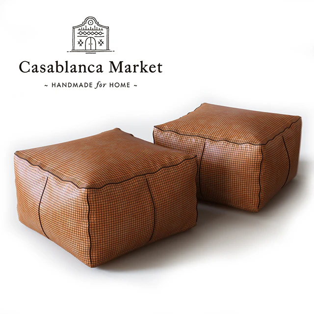 Moroccan Contemporary Leather Pouf — Descargar
