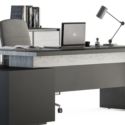 Boss Desk Gray Wood and Black - Office Furniture 248 — Ver 5