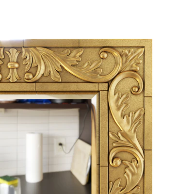Hamilton Hills Large Gold Antique Inlay Baroque Styled Framed Mirror | Aged — Ver 3
