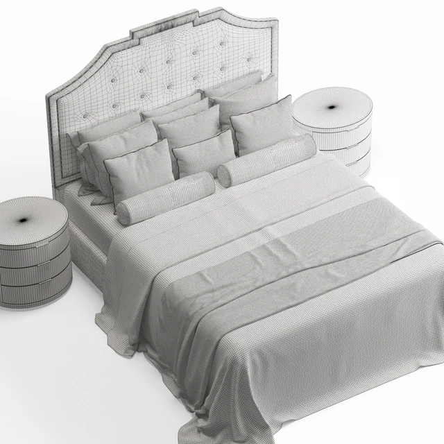 Upholstered Rectangular Bed — Descargar