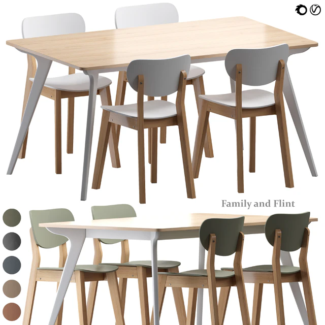 Dining table and chairs Family Flint — Descargar