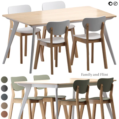 Dining table and chairs Family Flint — Ver 1