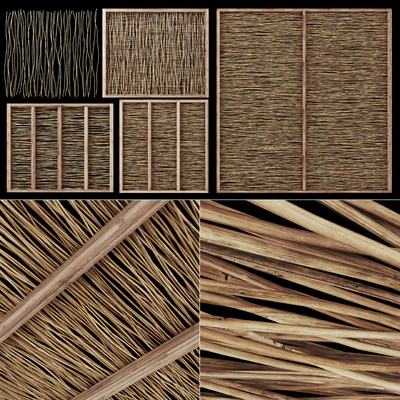 Ceiling wood thin branch beam n1 / Wooden ceiling made of thin branches on beams — Ver 1