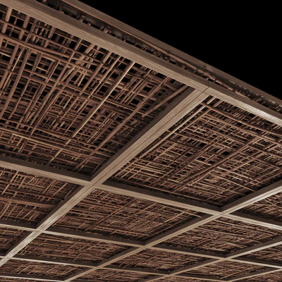 Ceiling wood cage thin branch n4 / Wooden ceiling made of thin branches on beams — Ver 4