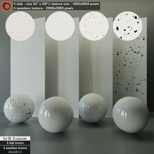 Quartz Slab & Seamless texture Set 119 — Descargar