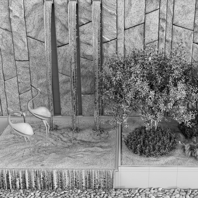 Water falls with Stonewall Plants & birds — Скачать