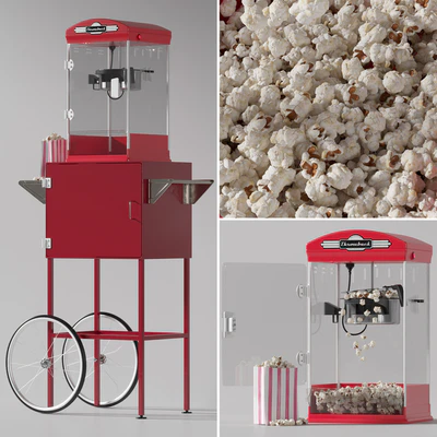 Throwback Movie Theatre Popcorn Machine with Cart — Вид 1