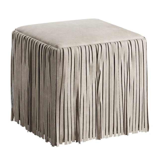 Leather pouf with fringes — Descargar