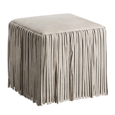 Leather pouf with fringes — Ver 5