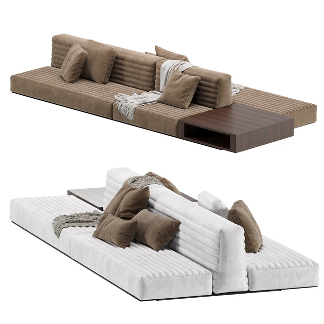 Minotti Roger Modular Sofa 2 Version / Leather & Velvet — Скачать
