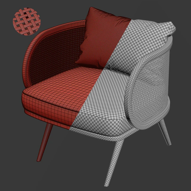 Wooden rattan lounge chair C20 by Bpoint Design / Rattan chair — Descargar