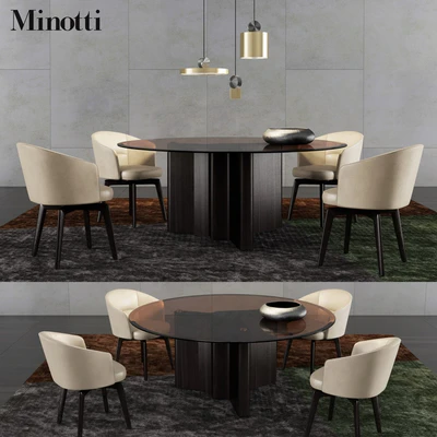Minotti Lou Dining Table and Amelie Dining Chair — Ver 1