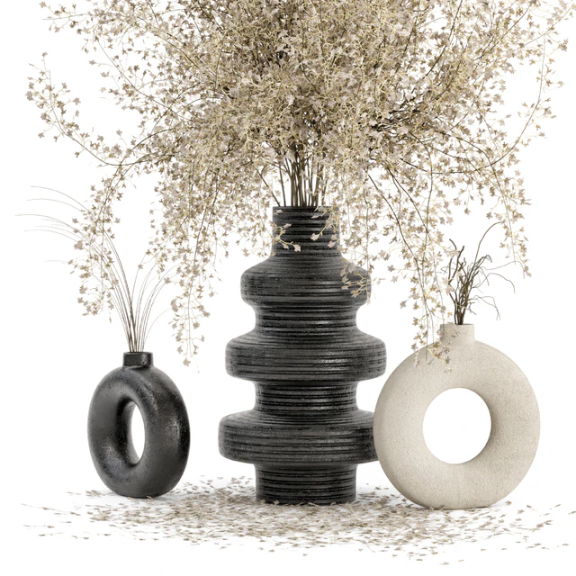 Indoor Dry Plants in rusty Concrete Pots - Set 288 — Descargar