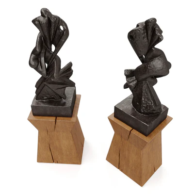Metal Abstract figure wooden pedestal — Вид 5