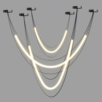 Geometric LED Line Chandelier 2 — Ver 3