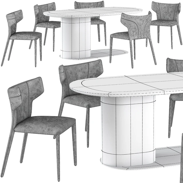 Dining table Natuzzi Ombra and chair Natuzzi Pi Greco — Descargar