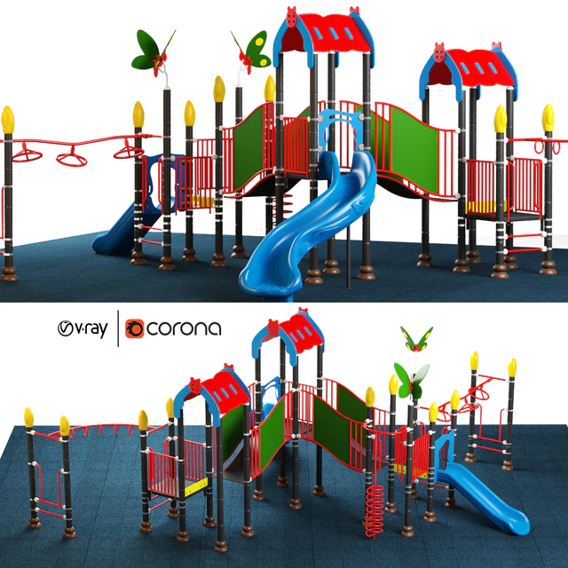 Kids playground equipment with slide climbing 08 — Descargar