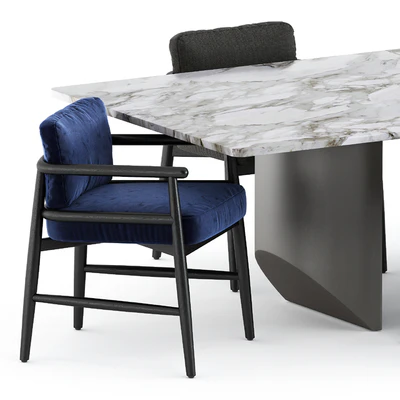Teresina chair by Meridiani and Wedge Table by Minotti — Вид 4