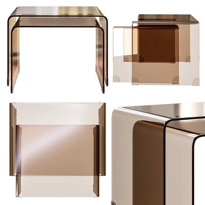 Set of two stackable coffee tables made of tempered glass Joan — Ver 4