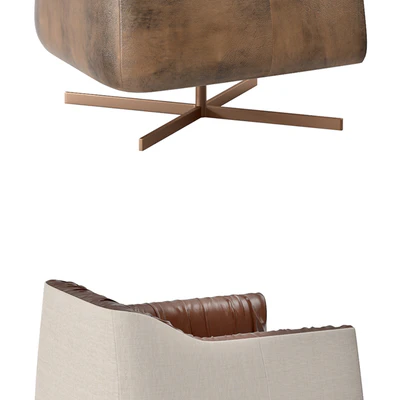 BLEU NATURE WAKI sofa 1 place + footstool — Ver 3