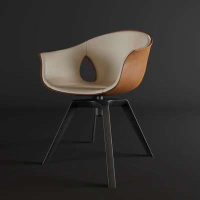 Table + chair Poltrona Frau Ginger Armchair & Fred Table — Ver 3