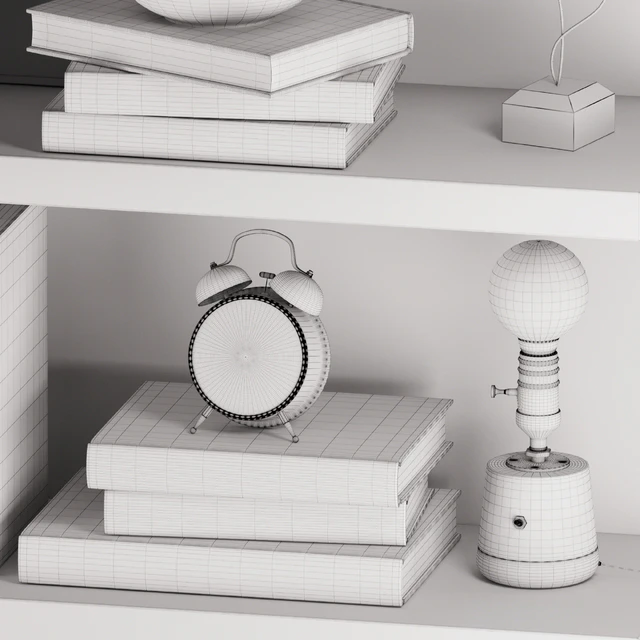 Decorative Set 017 With Classic Alarm Clock And Edison Lamp — Descargar