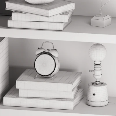 Decorative Set 017 With Classic Alarm Clock And Edison Lamp — Ver 6